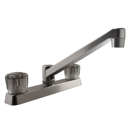 Dura Faucet TWO HANDLE RV KITCHEN FAUCET W/SMOKED ACRYLIC KNOBS - BRUSHED SATIN NI DF-PK600S-SN